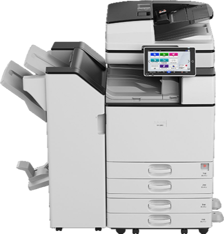 Large multifunction copier with finisher for Spring offices